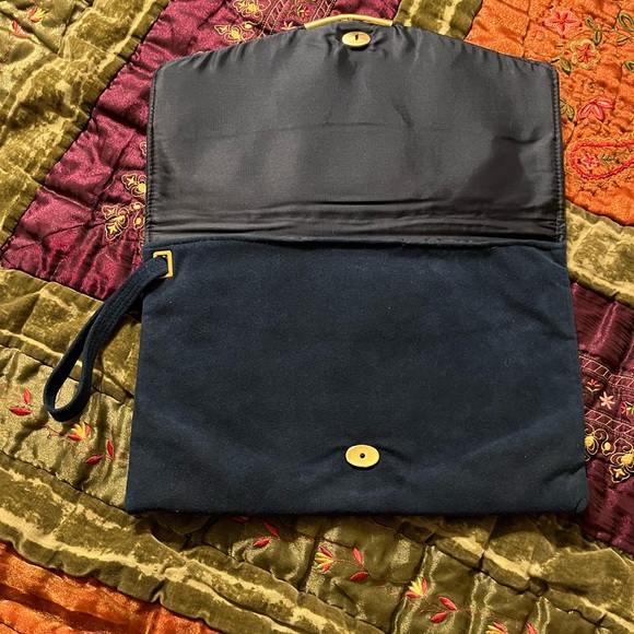 Rare Bonnie Boynton Vintage Suede Wristlet, Navy - Picture 5 of 9